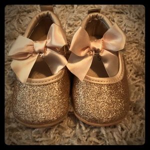 Infant girl gold Mary Jane shoes